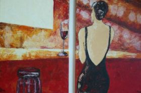 Simone Schmidt_Acryl_Die Frau an der Bar